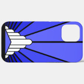 Coques Case-Mate iPhone Soleil Art déco en bleu (Verso (horizontal))