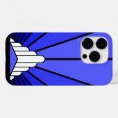Coques Case-Mate iPhone Soleil Art déco en bleu (Verso (horizontal))