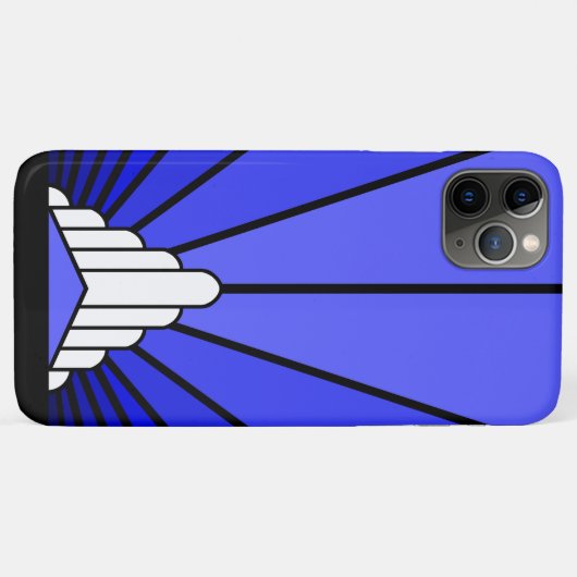 Coques Case-Mate iPhone Soleil Art déco en bleu (Dos (Horizontal))