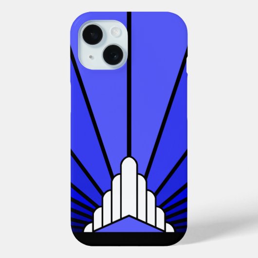Coques Case-Mate iPhone Soleil Art déco en bleu (Verso)