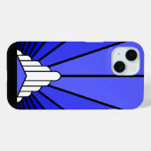 Coques Case-Mate iPhone Soleil Art déco en bleu (Verso (horizontal))