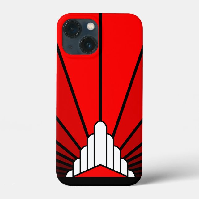 Coques Case-Mate iPhone Soleil Art déco en rouge (Verso)
