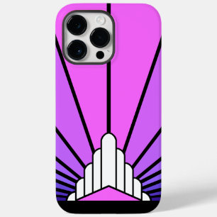 Coque Pour Pour iPhone 14 Pro Max Soleil Art déco en violet & rose