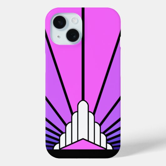 Coques Case-Mate iPhone Soleil Art déco en violet & rose (Verso)