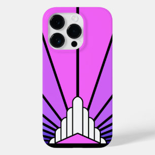 Coque Pour iPhone 14 Pro Soleil Art déco en violet & rose