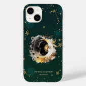 Coques Case-Mate iPhone Soleil Céleste Et Fleurs Lune Étoiles Vert (Verso)