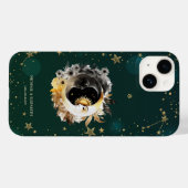 Coques Case-Mate iPhone Soleil Céleste Et Fleurs Lune Étoiles Vert (Verso (horizontal))