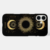 Coques Case-Mate iPhone Soleil céleste personnalisé étoiles Lune Noir Or (Verso (horizontal))