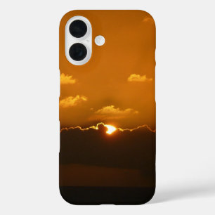 Coques iPhone 16 Soleil Derrière les nuages I Orange Sunset Photo