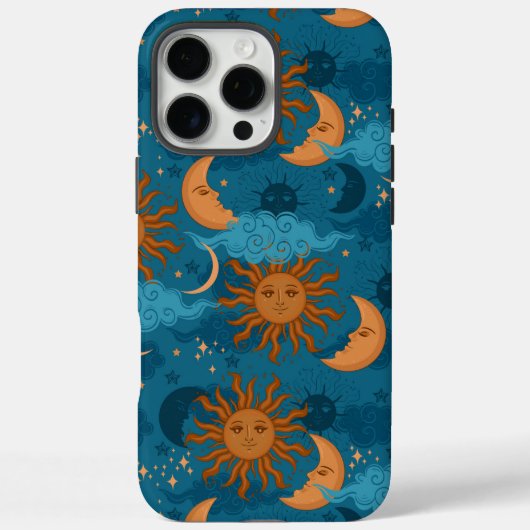 Coques Case-Mate iPhone Soleil Et Lune Sur Bleu (Verso)