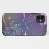 Coques Case-Mate iPhone Soleil lune étoiles violet rétro boho chic (Dos (Horizontal))