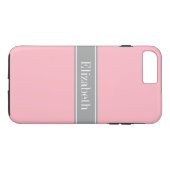 Coques Case-Mate iPhone Solid Pink, Dark Gray Ribbon Nom Monogram (Dos (Horizontal))