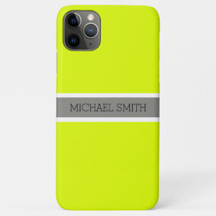 Case-Mate iPhone Case Solide Chartreuse Moderne Gris Ribbon Nom élégant