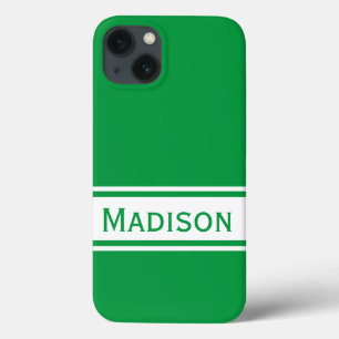 Case-Mate iPhone Case Solide Kelly Green White Stripes Nom moderne