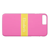 Coques Case-Mate iPhone Solide rose chaud #2 Ananas Nom du ruban Monogramm (Dos (Horizontal))
