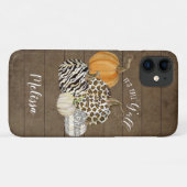 Coques Case-Mate iPhone Son automne Y'all Leopard Zebra Citrouilles w Wood (Dos (Horizontal))