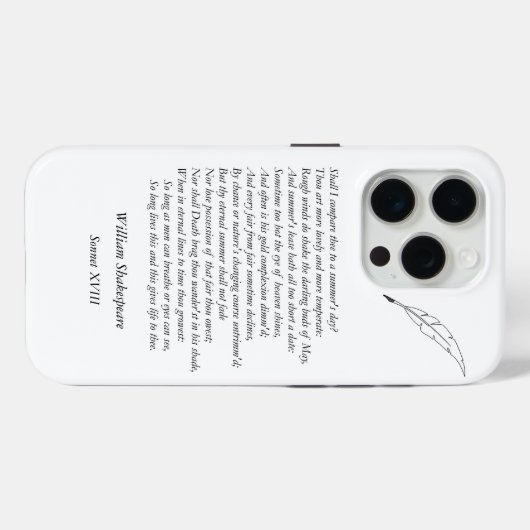 Coques Case-Mate iPhone Sonnet # 18 par William Shakespeare (Verso (horizontal))