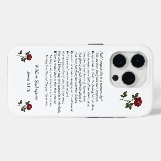 Coques Case-Mate iPhone Sonnet # 18 par William Shakespeare (Verso (horizontal))