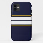 Coques Case-Mate iPhone Sophistiqué Black White Racing Stripes Sur Marine (Dos)