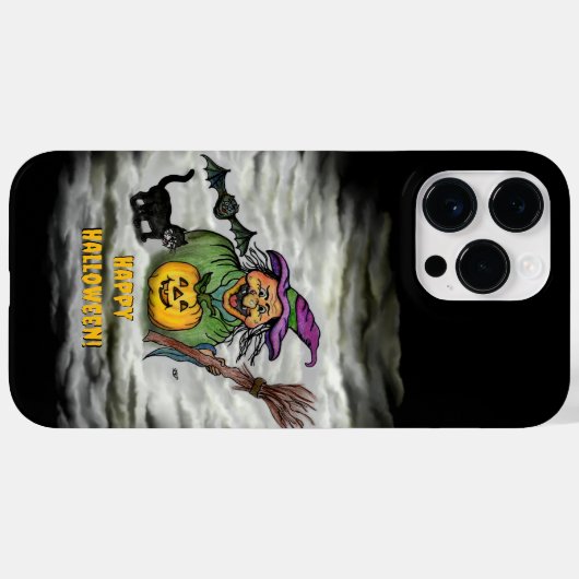 Coques Case-Mate iPhone Sorcière, Chat, Chauve-souris et Citrouille, Bonne (Verso (horizontal))