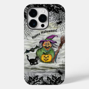 Coque Pour iPhone 14 Pro Sorcière, Chat, Chauve-souris et Citrouille, Bonne
