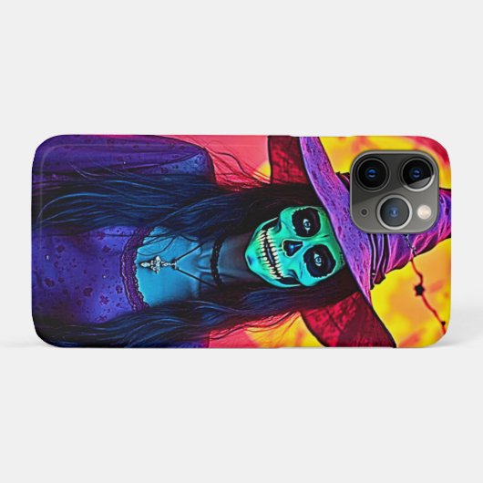 Coques Case-Mate iPhone Sorcière d'Halloween avec conception de visage crâ (Dos (Horizontal))