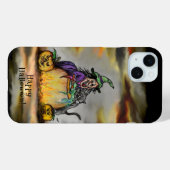 Coques Case-Mate iPhone Sorcière et chat noir, Happy Halloween ! (Verso (horizontal))