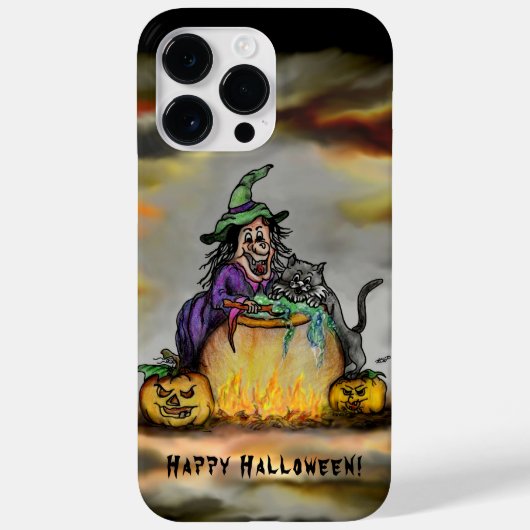 Coques Case-Mate iPhone Sorcière et chat noir, Happy Halloween ! (Verso)