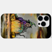 Coques Case-Mate iPhone Sorcière et chat noir, Happy Halloween ! (Verso (horizontal))