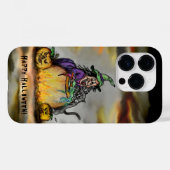 Coques Case-Mate iPhone Sorcière et chat noir, Happy Halloween ! (Verso (horizontal))