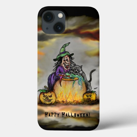 Coques Case-Mate iPhone Sorcière et chat noir, Happy Halloween ! (Verso)