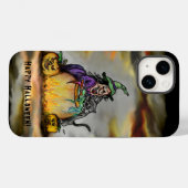 Coques Case-Mate iPhone Sorcière et chat noir, Happy Halloween ! (Verso (horizontal))