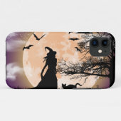 Coques Case-Mate iPhone Sorcière mystique, Chat noir, Pleine lune (Dos (Horizontal))