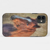 Coques Case-Mate iPhone Sorrel Horse Portrait sur Rustic Grunge effet (Dos (Horizontal))