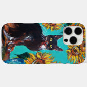 COQUES Case-Mate iPhone SOUCHES AVEC CHAT NOIR EN TURQUOISE BLEUE (Verso (horizontal))