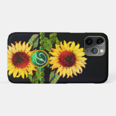 COQUES Case-Mate iPhone SOUFFLE, EMERALD GREEN GEMSTONES MONOGRAMME FLORAL (Dos (Horizontal))