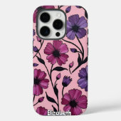 Coques Case-Mate iPhone Soulagement floral rose et pourpre Abstrait (Verso)