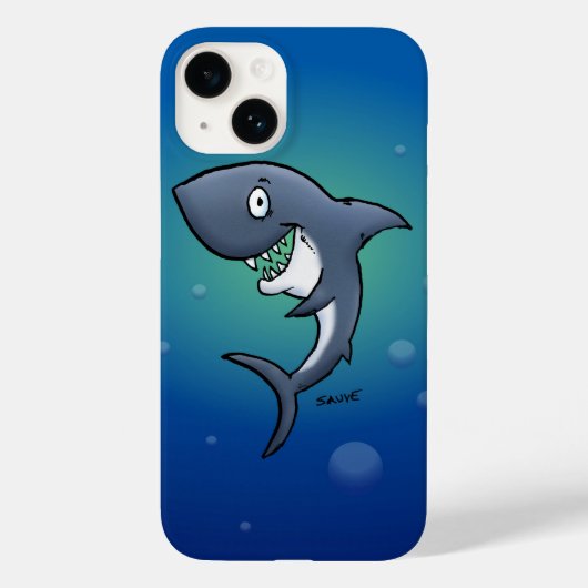 Coques Case-Mate iPhone Sourire un requin drôle sur un Arrière - plan bleu (Verso)