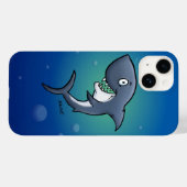 Coques Case-Mate iPhone Sourire un requin drôle sur un Arrière - plan bleu (Verso (horizontal))