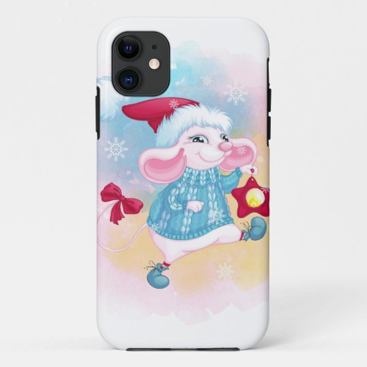Coques Case-Mate iPhone Souris blanche Noël mignonne (Dos)