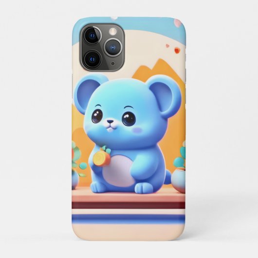 Coques Case-Mate iPhone Souris bleue mignonne avec des fleurs (Dos)
