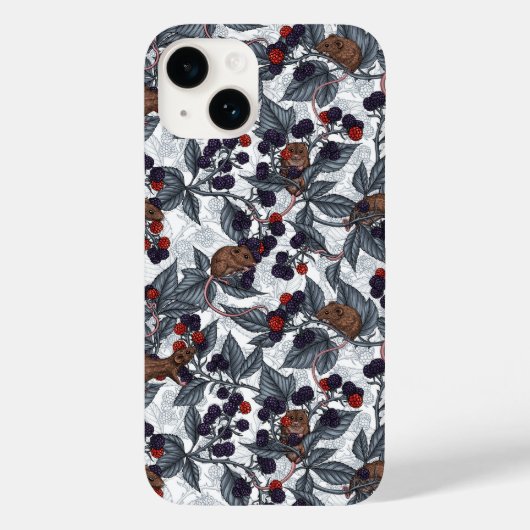 Coques Case-Mate iPhone Souris et mûres sur blanc (Verso)