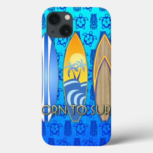 Coques Case-Mate iPhone Soutenu pour surfer Tiki bleu (Verso)