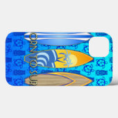 Coques Case-Mate iPhone Soutenu pour surfer Tiki bleu (Verso (horizontal))