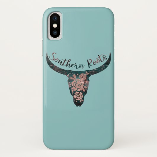 Coques Case-Mate iPhone Southern Roots Country Longhorn Rose & Green (Dos)