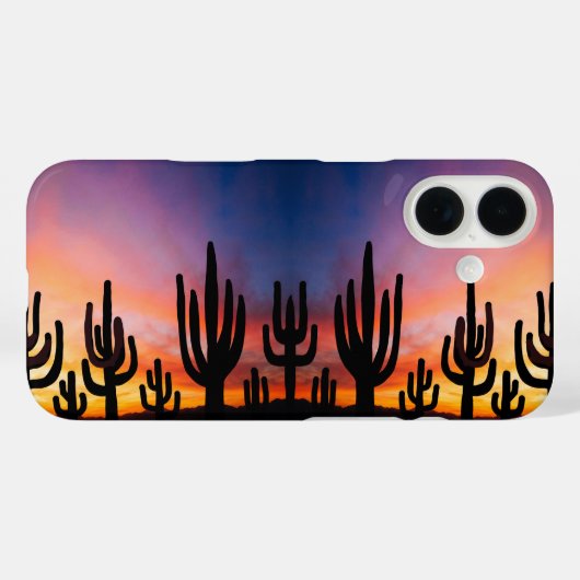 Coques Case-Mate iPhone Southwestern Desert Landscape Cactus Sunrise Image (Verso (horizontal))