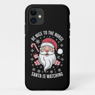 Case-Mate iPhone Case Soyez gentil avec l'infirmière, le Père Noël regar
