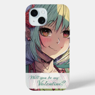 Coque Pour iPhone 15 Soyez ma Saint-Valentin dans le style Manga 33420