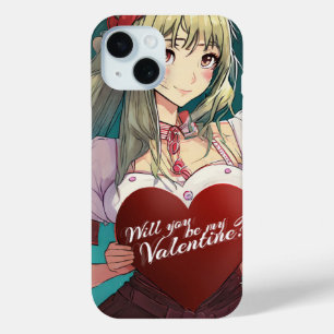 Coque Pour iPhone 15 Soyez ma Saint-Valentin dans le style Manga 33893