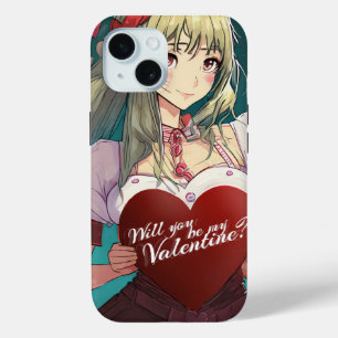 Coque Pour iPhone 15 Soyez ma Saint-Valentin dans le style Manga 33893